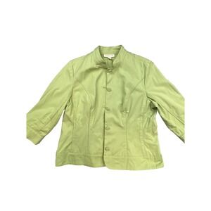 Coldwater Greek Womens Jacket Extra Large‎ Green Light 3/4 Sleeve Button Casual